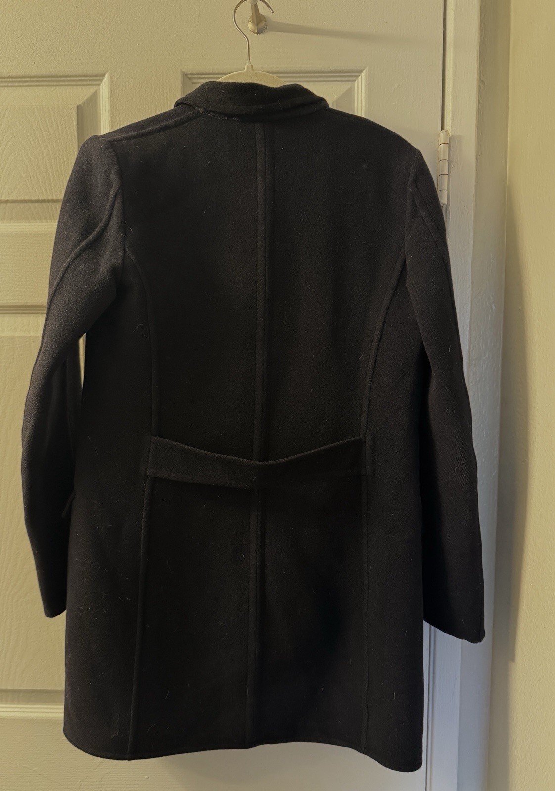 Balenciaga Paris Women’s Black Mid-Length Overcoat Button Front Pockets 2