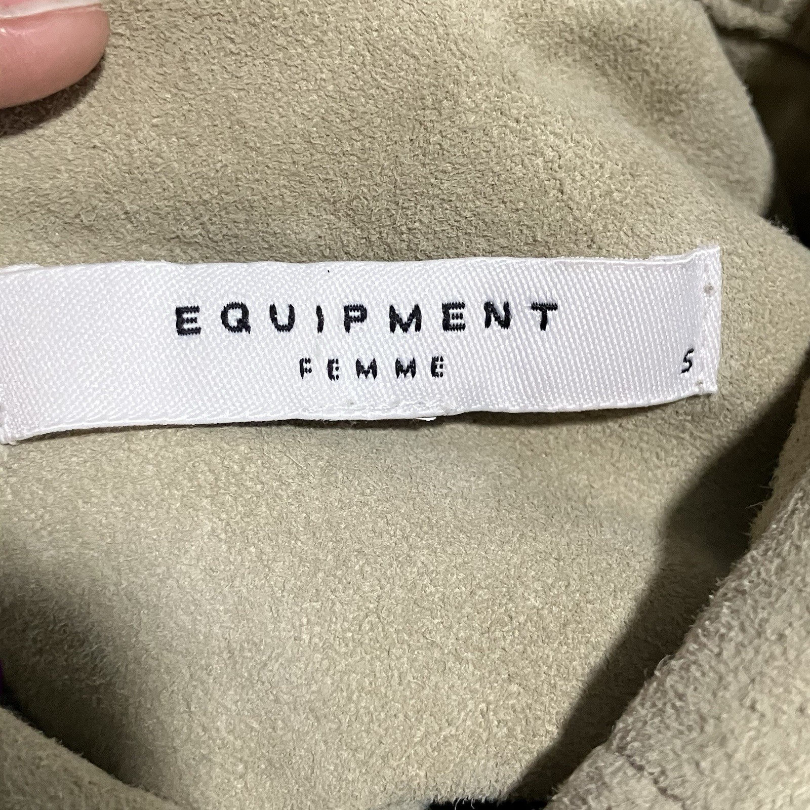 Equipment Femme Beige Suede Leather Button Front Safari Jacket Shirt Women’s S