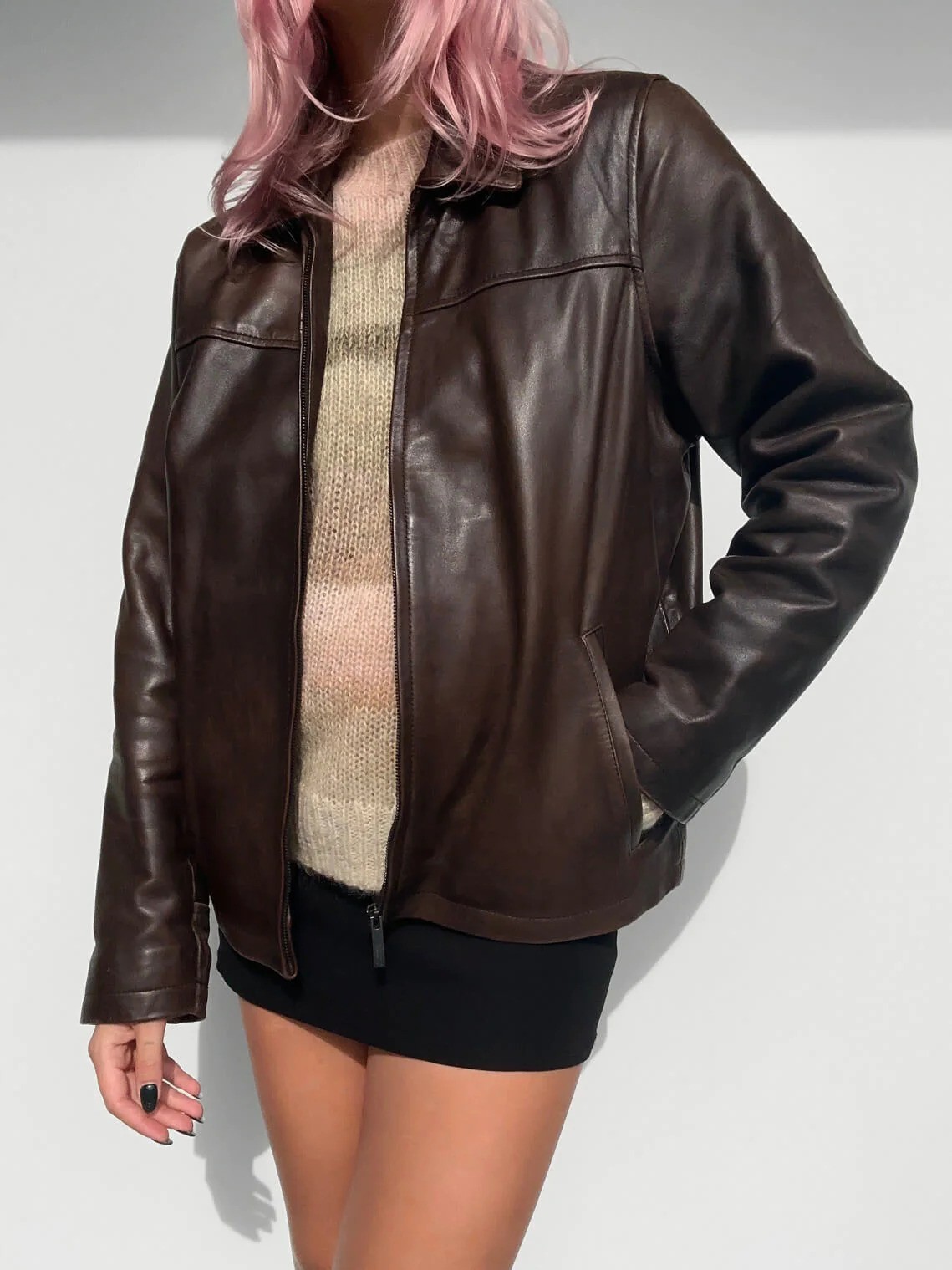 Classic Brown Genuine Leather Jacket Women’s Fashion Everyday Wear XS to 2XL