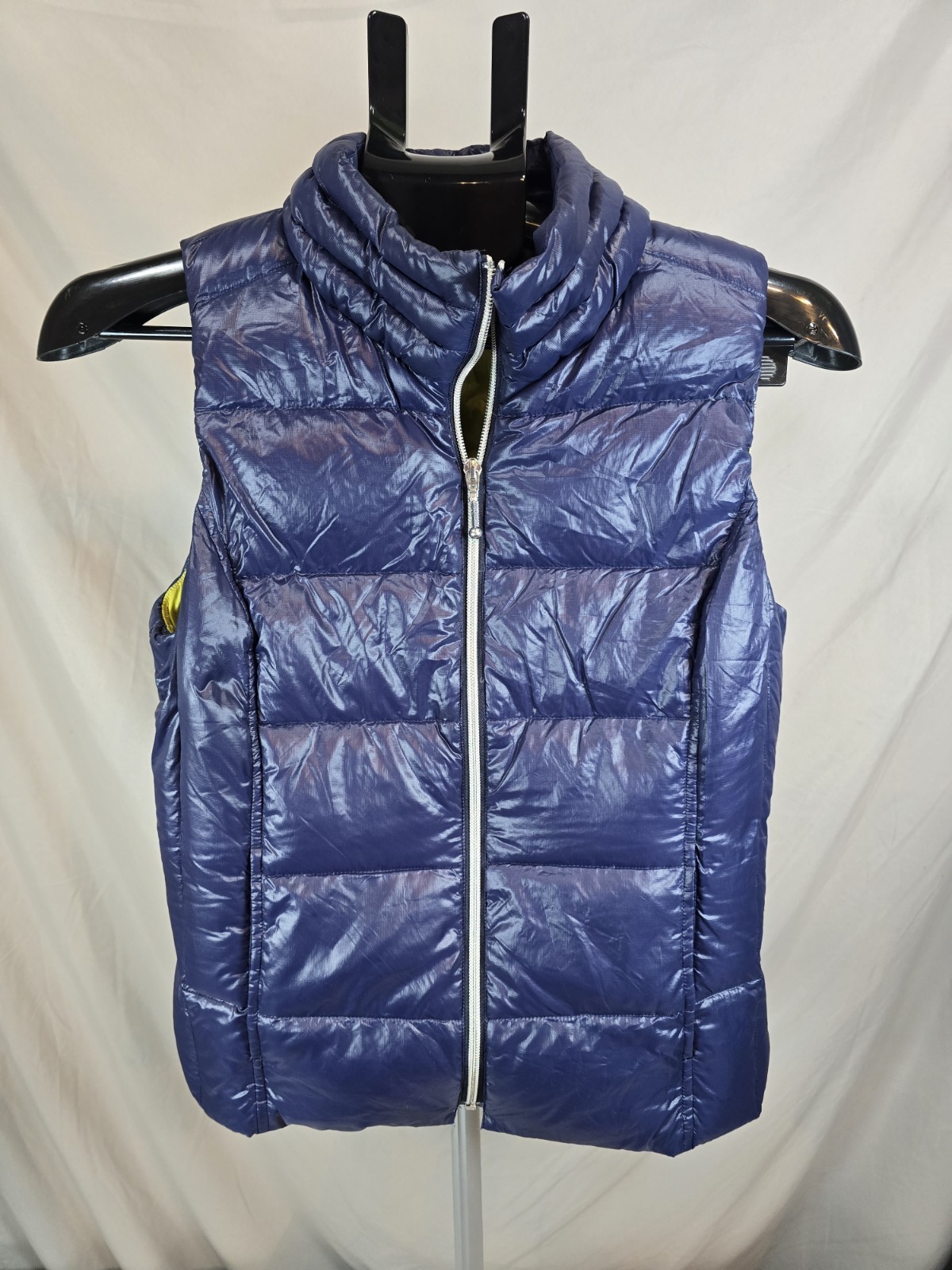 Coatology New York Women’s Contrast Bomber Down Vest in Cobalt Navy Combo Size M