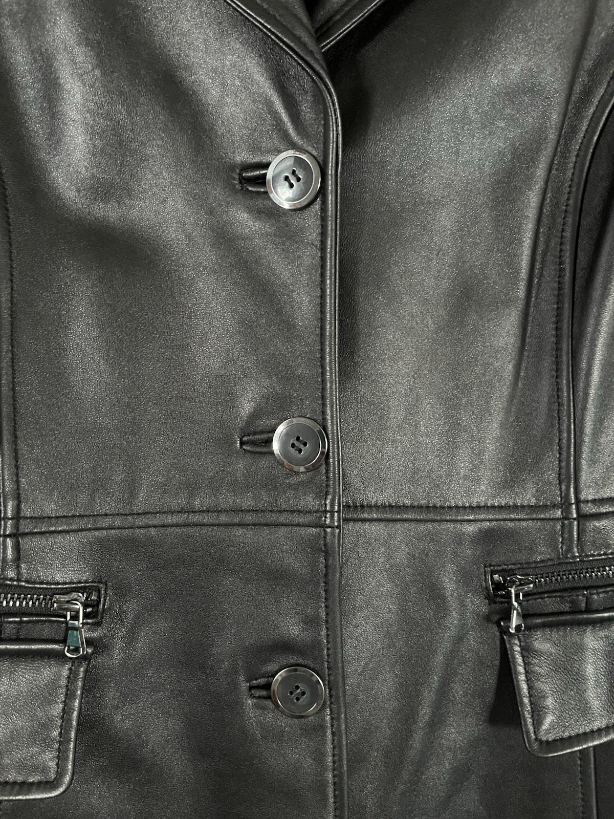 Vintage 90s Wilsons Black Leather Jacket Long XL