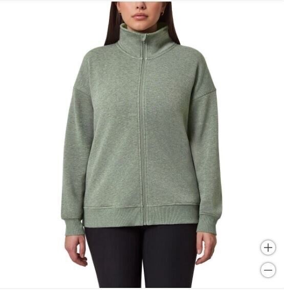 MONDETTA Women’s Heathered Full Zip Fleece, Heather Green, Size S