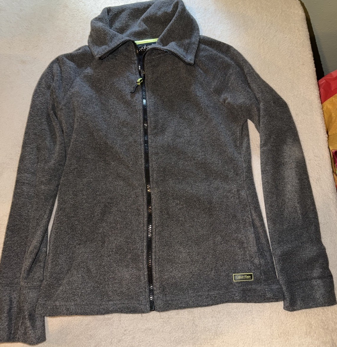 Calvin Klein Performance Women’s Gray Full Zip Jacket Quick Dry Pockets S