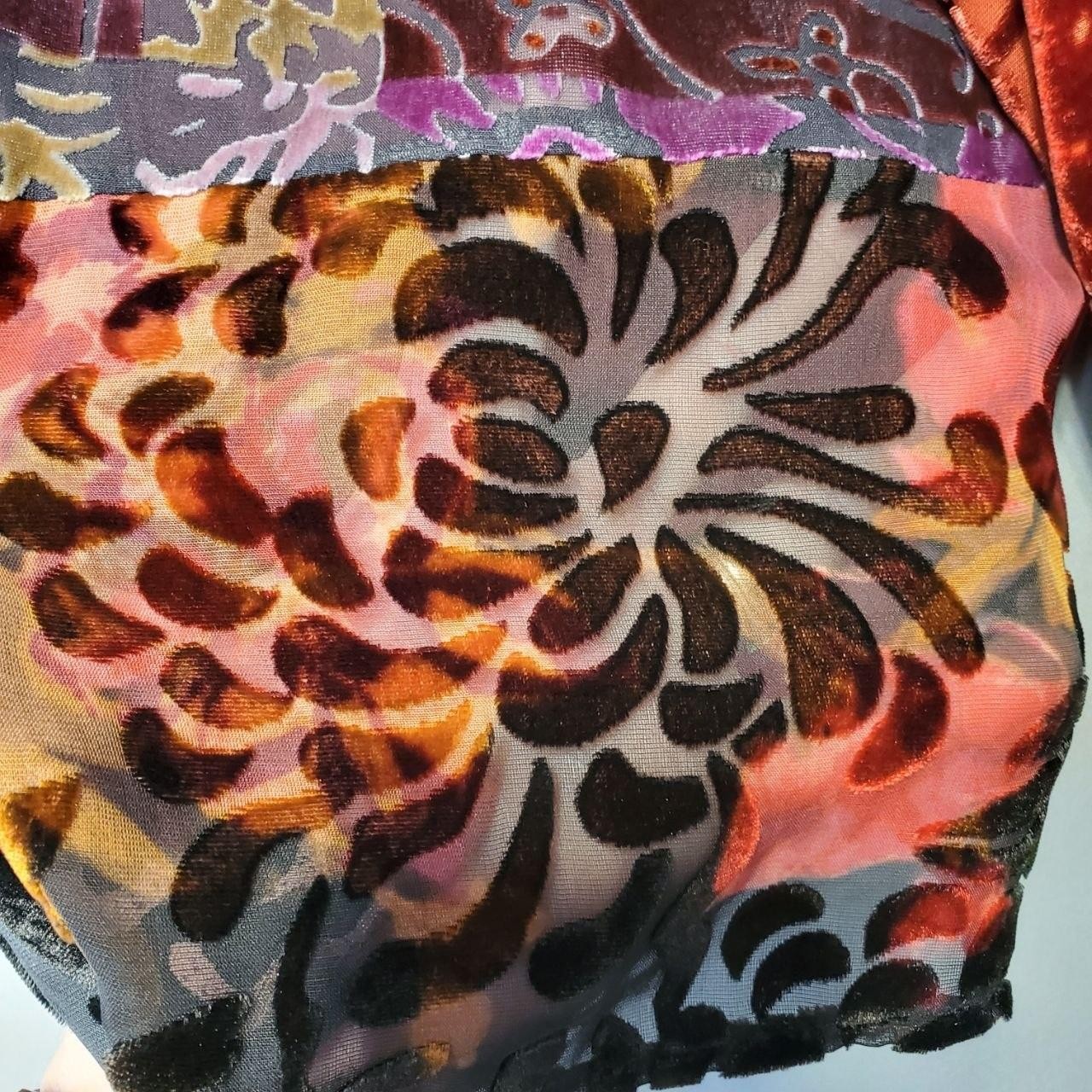 Patchwork Velvet Silk Burnout Jacket Womens Large Sheer Boho Artwear Whimsigoth