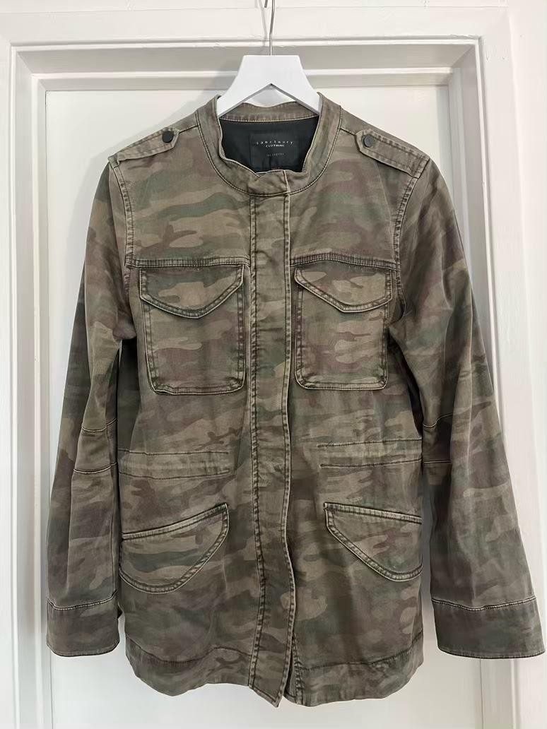 Sanctuary Commander Camouflage Military Utility Field Jacket Green – Women’s L
