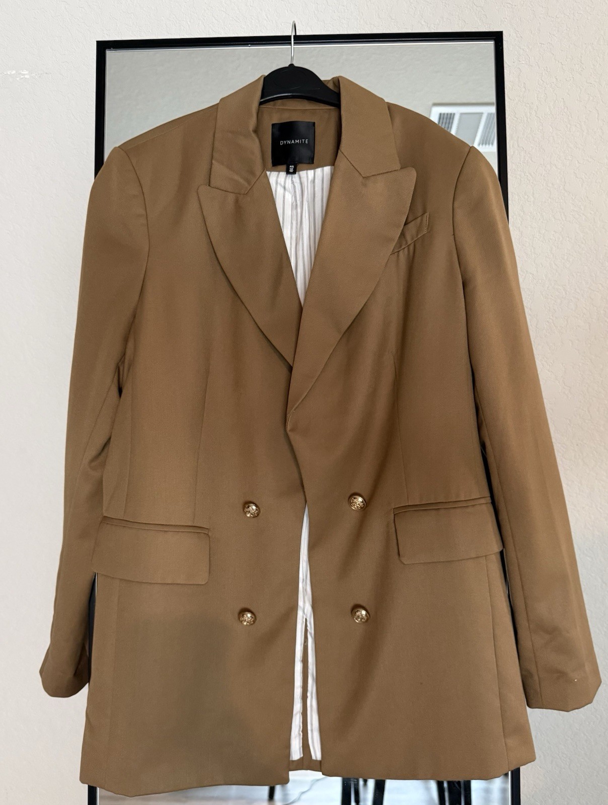 Dynamite Brown Double Breasted Blazer Button Lined Mid-Length Women’s S