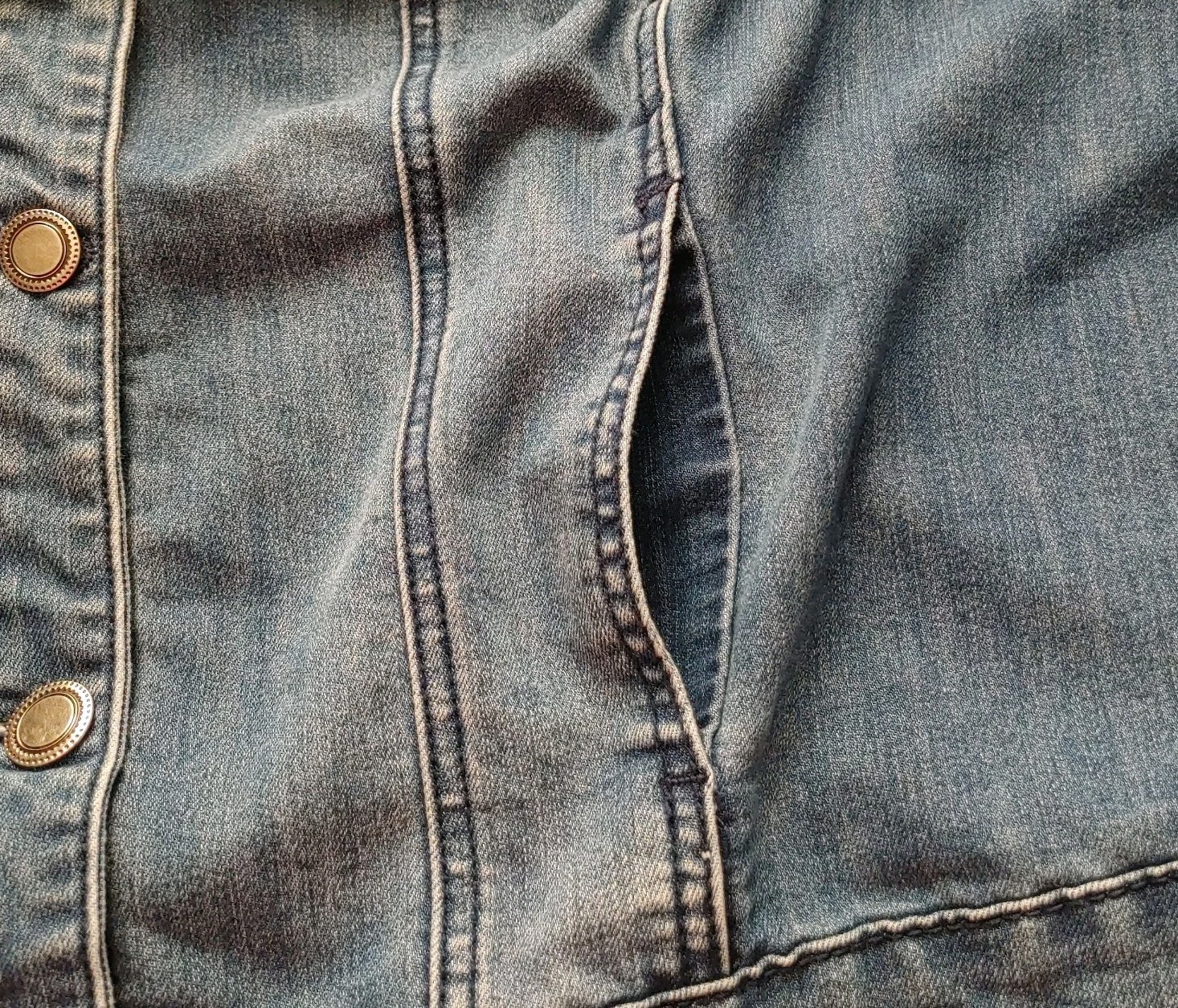 Avenue Denim Jacket Medium Blue Wash Embroidered Button Up Size 22/24