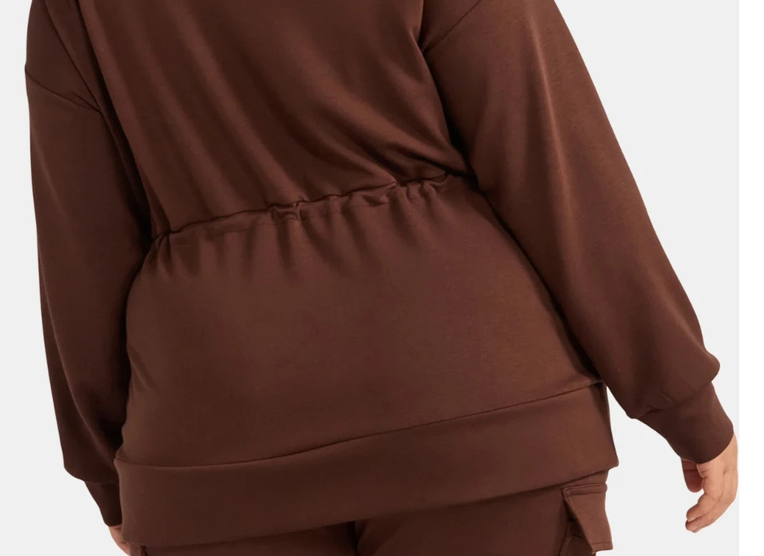 Scoop Womens Jacket Size S Chicory Coffee Scuba Knit Long-line Drawstring Zip