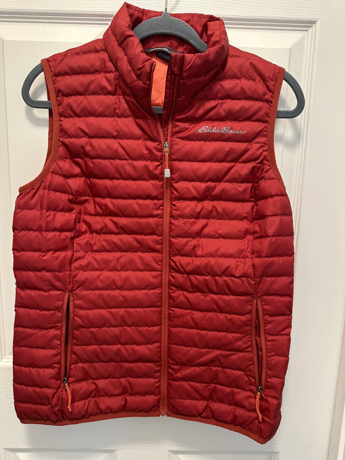 Eddie Bauer Woman’s Down Vest EB650 Puffer Full Zip Red size S