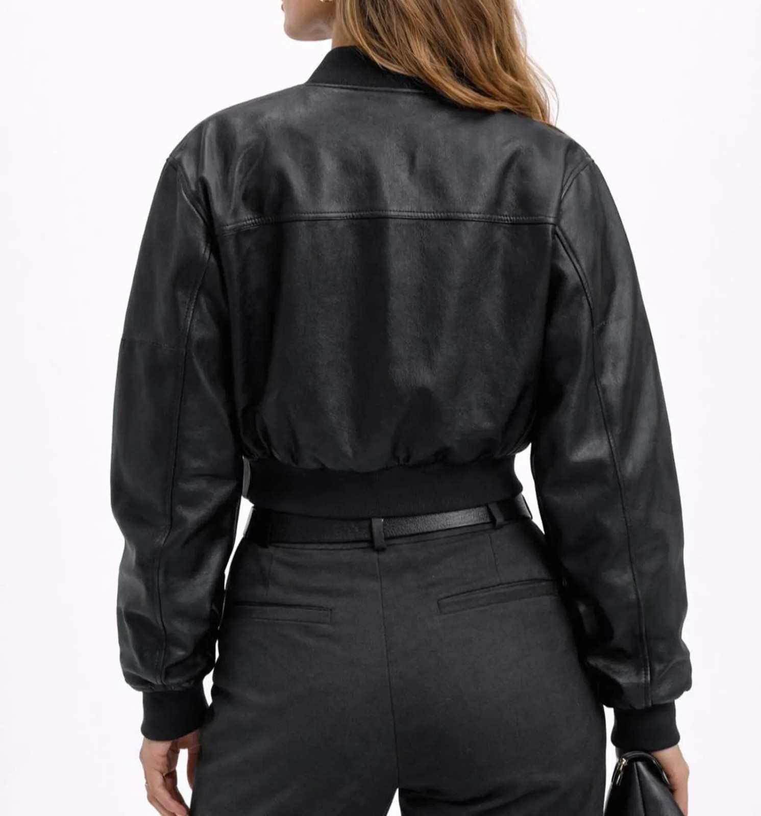 Women Urban Lambskin Leather Bomber Jacket Cropped Aviation Style Coat Handmade