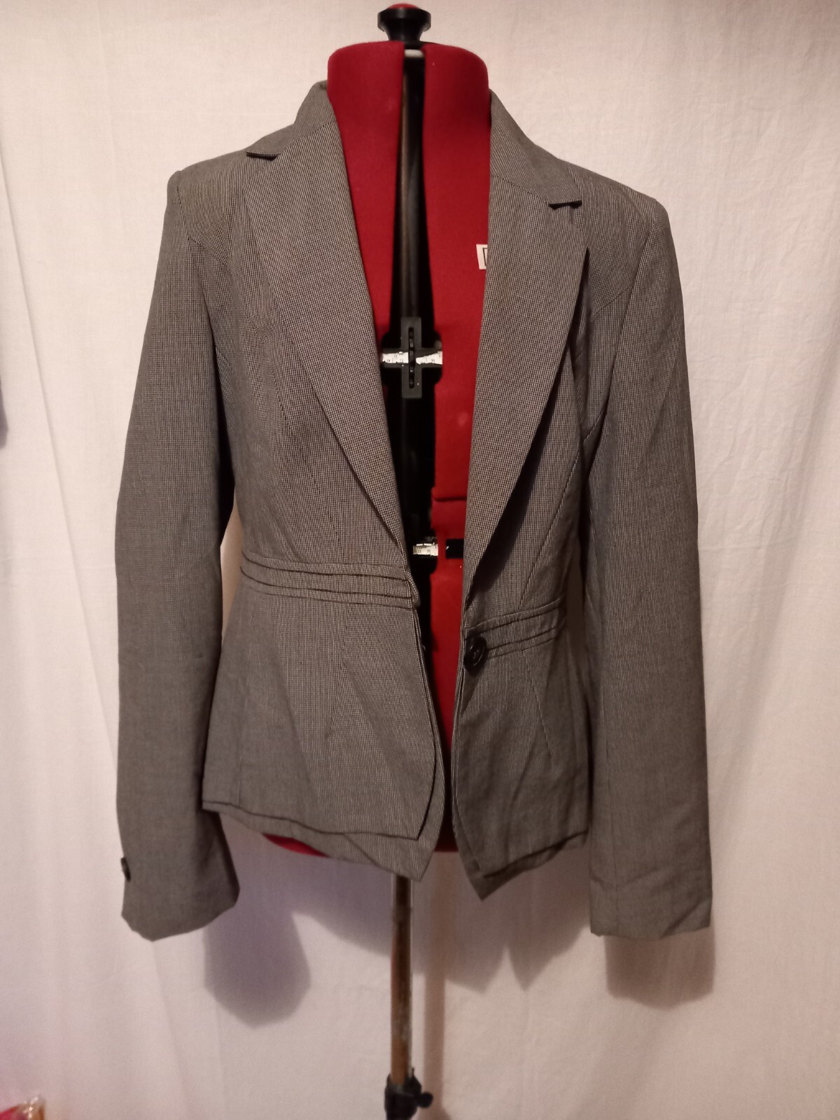 Next Ladies Formal Jacket S Grey Check Good Condition From A Smoke-free Home B2