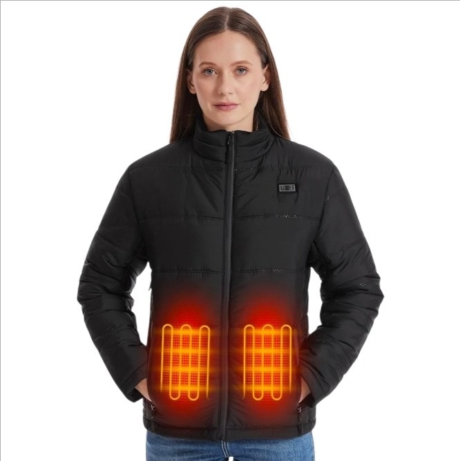 SAVIOR HEAT Women’s Heated Jacket XL Black 5-Zone Heated Coat w/ Battery New