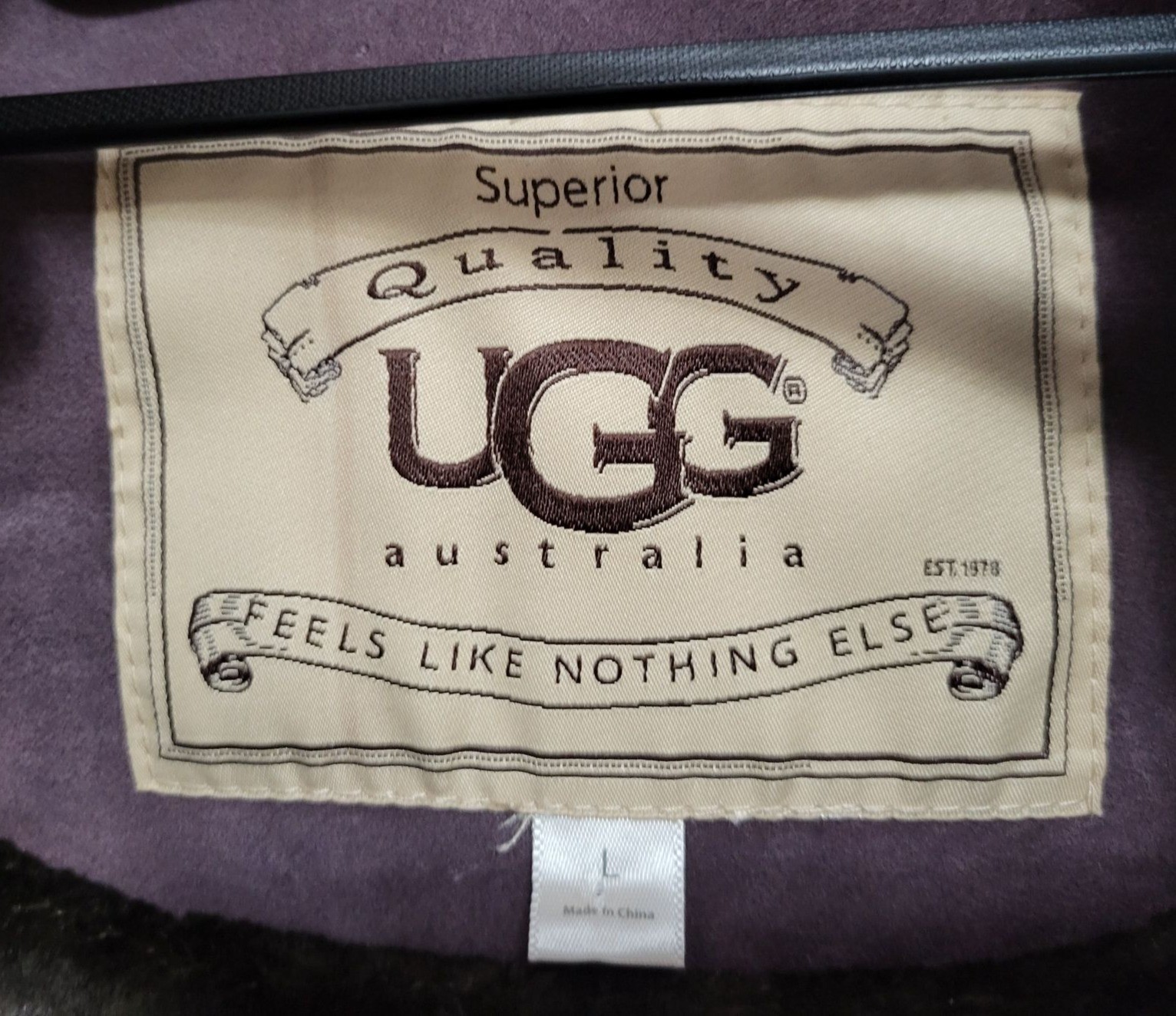 UGG Australia Shelley Coat Size Large Burgundy Wine Wool Blend Sherpa Jacket