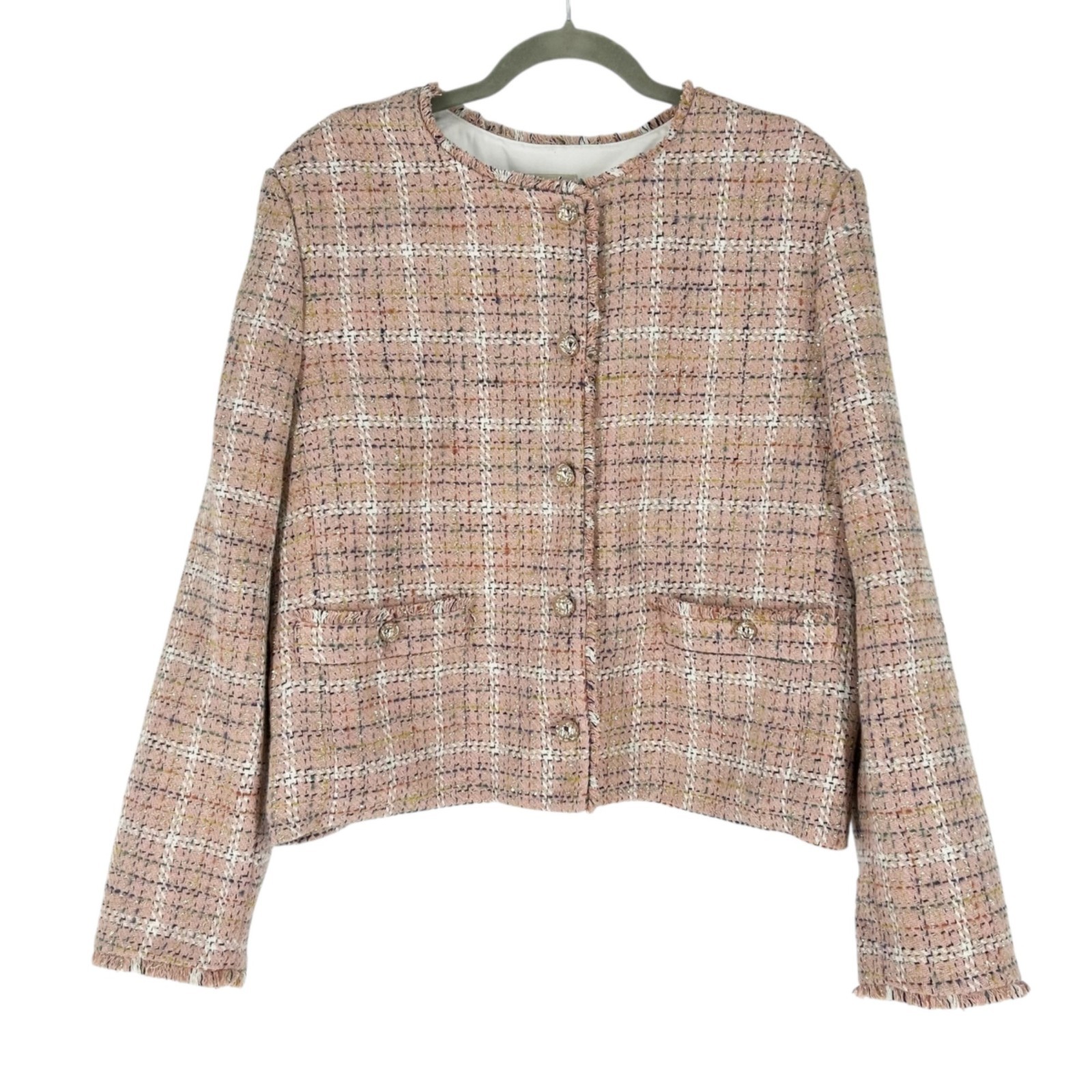 NWT LOFT Tweed Metallic Collarless Blazer Jacket XXL
