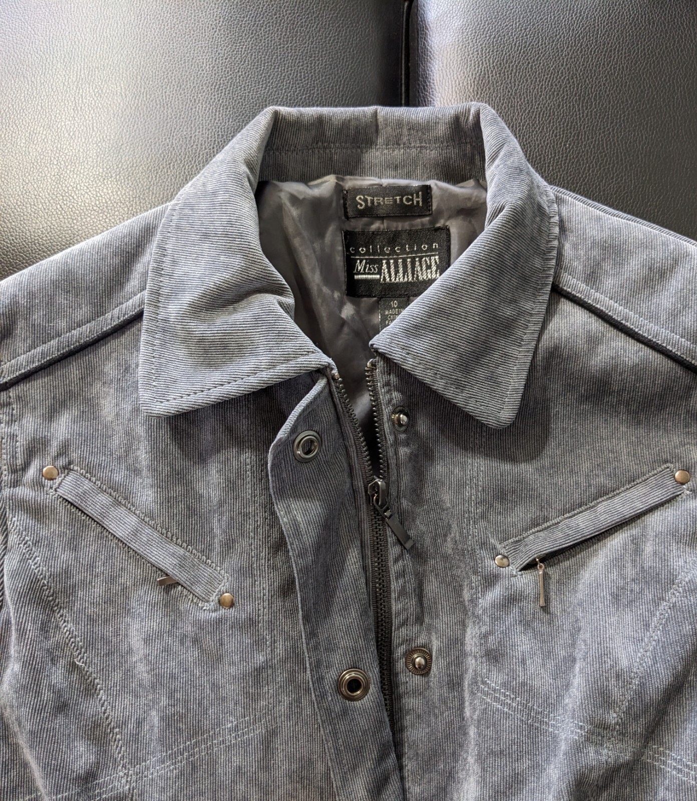 Miss Alliage Suede Gray Women’s Zip & Button Jacket 10