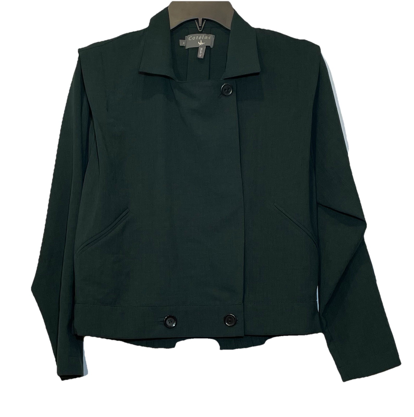 Cotelac Women’s Jacket Size 2 Medium Dark Green Office Career Artsy Lightweight