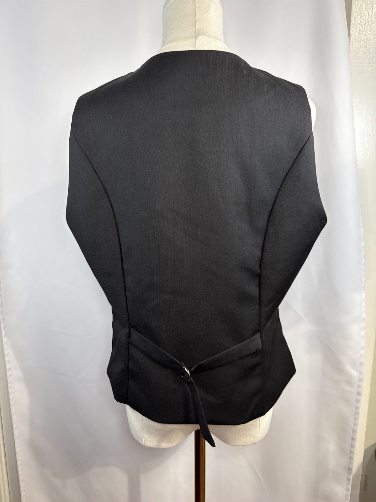 Belle Poque Black Suit Type Vest Women’s Lg. 6 Button Front, Buckle Back Strap.
