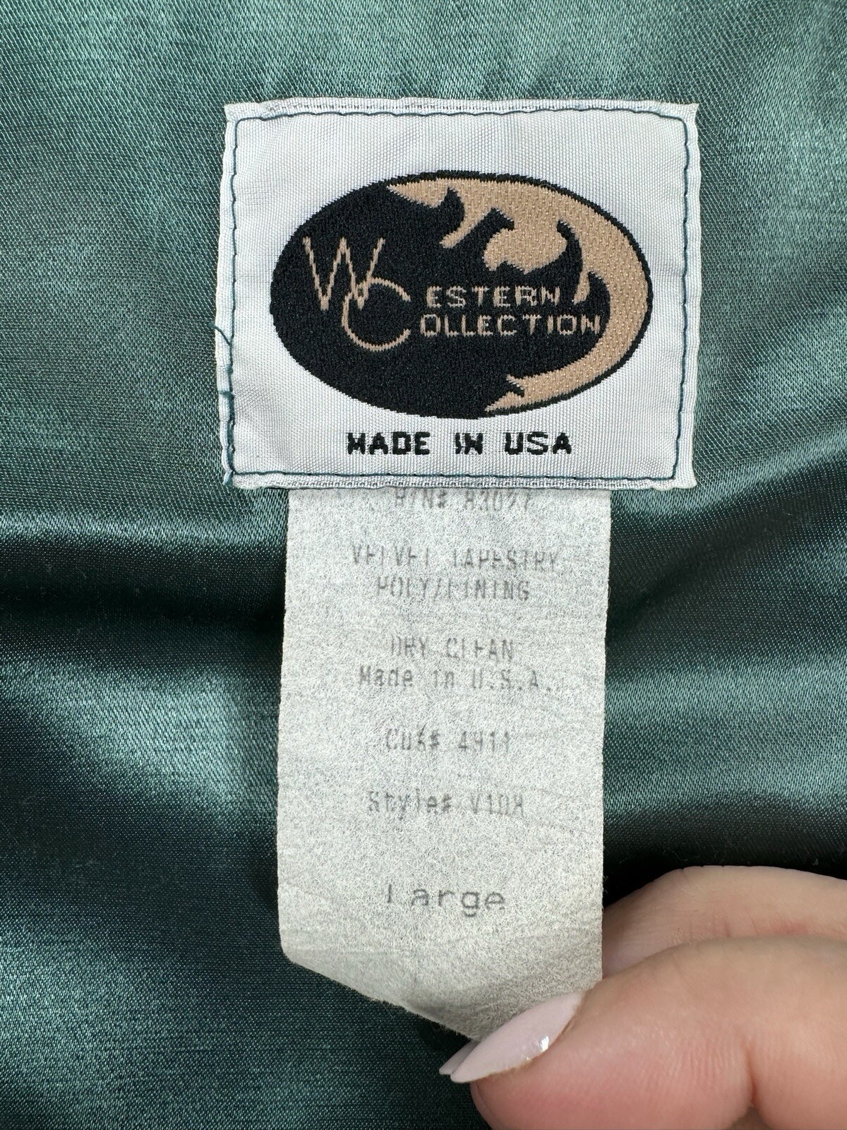 Western Collection Vest Women’s Large Geometric Pattern Blue Brown Hook USA VTG