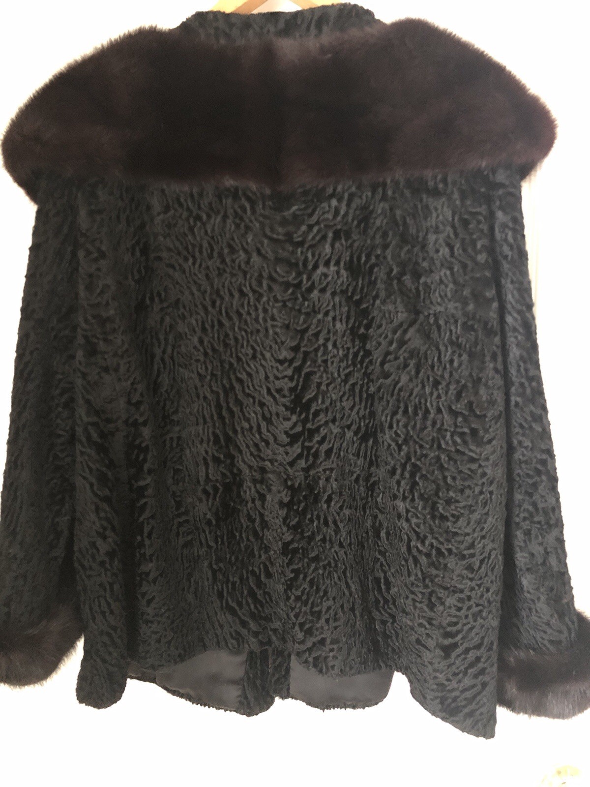 Vintage Montaldo’s Cropped Coat Crafted From Persian Lamb, Mink Collar & Cuffs