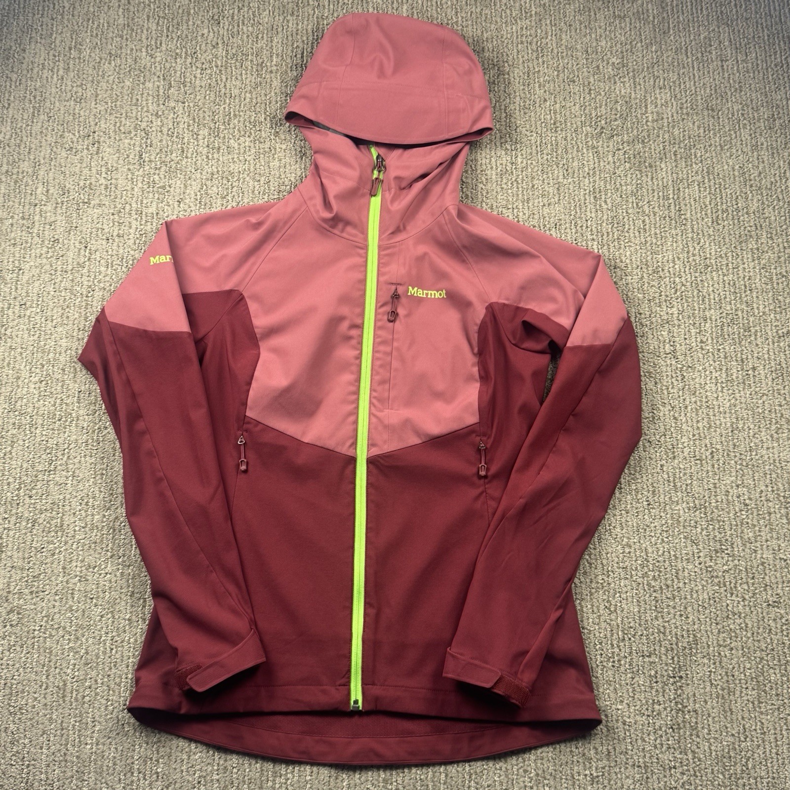 Marmot Womens S ROM Jacket Gore Tex Windstopper Full Zip Hood Rain Pink