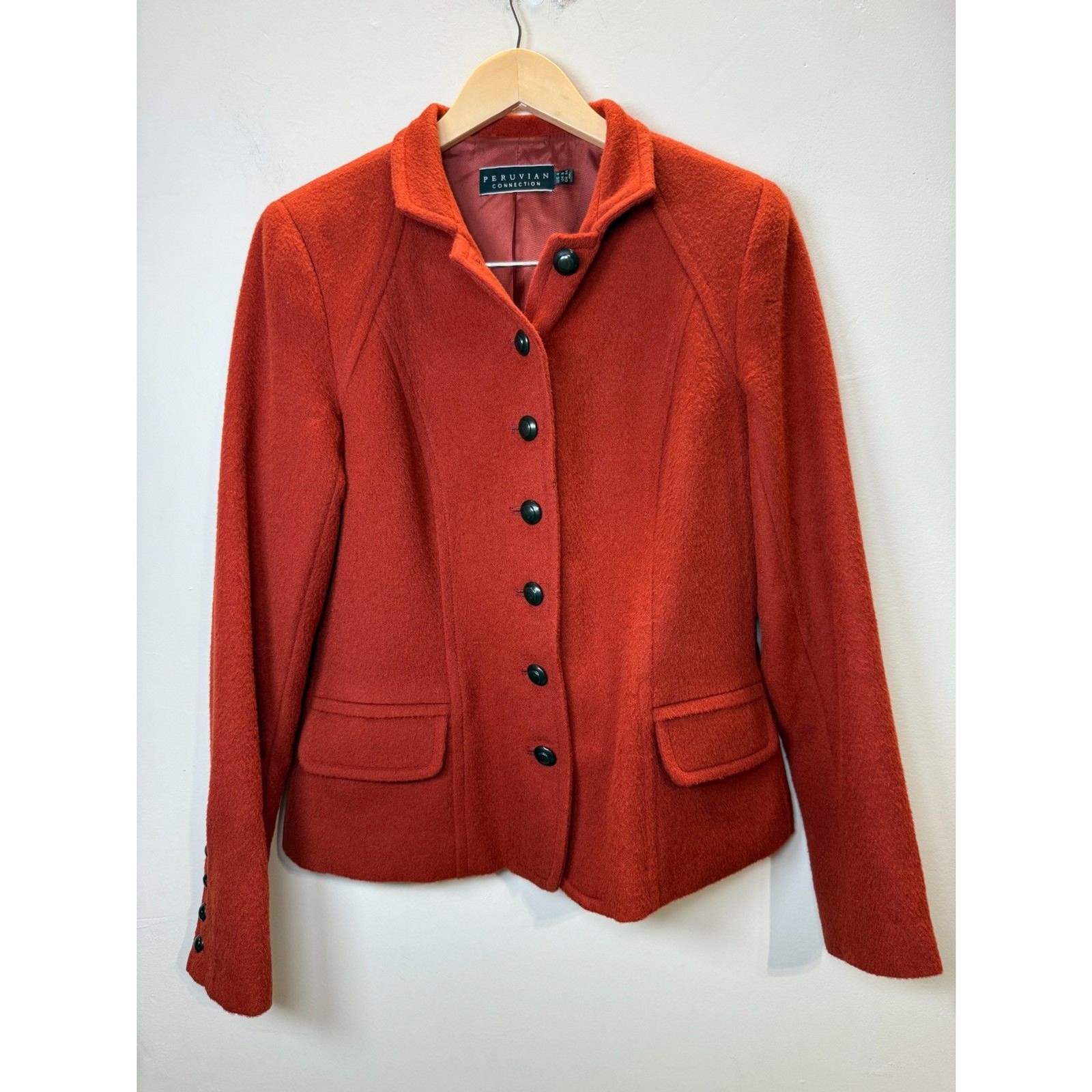 Peruvian Connection Women’s Size 4 Rust Orange Baby Alpaca & Wool Blazer Jacket