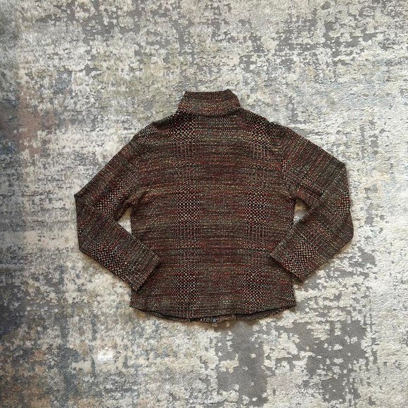 VTG tweed pattern full Zip jacket fall autumn funky medium