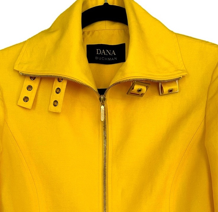 New Dana Buchman Size 4 Woman’s Linen Jacket In Sunflower/Yellow Silk Lining