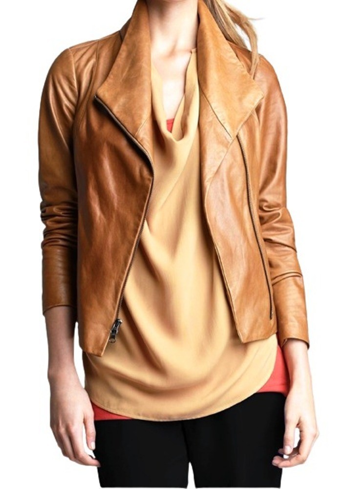 Leather Jacket Women Biker Jacket Short Motorcycle Jacket SlimFit Lambskin Cuero
