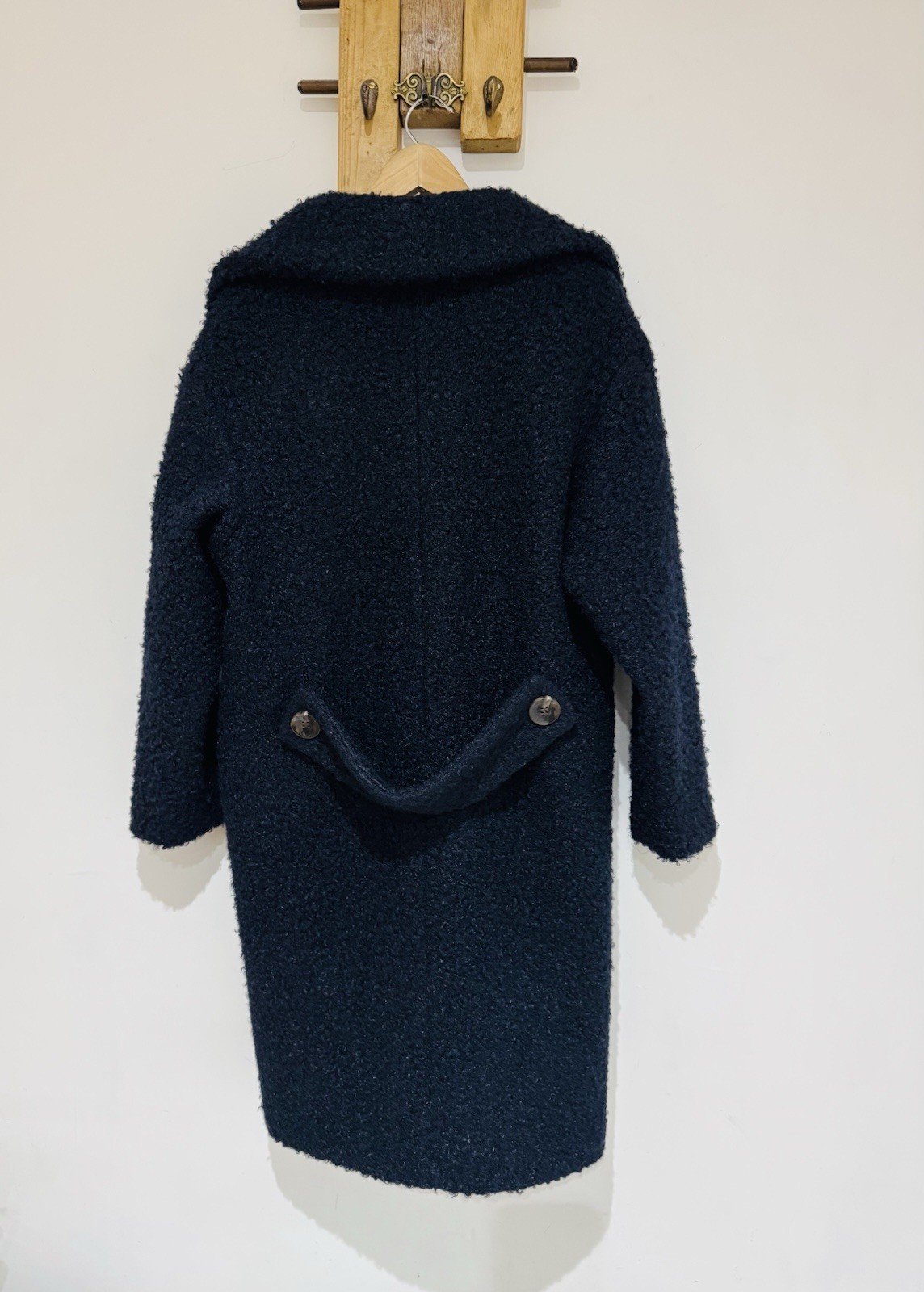 Principles Navy Blue Long Length Super Soft Teddy Duster Coat Jacket Size 14