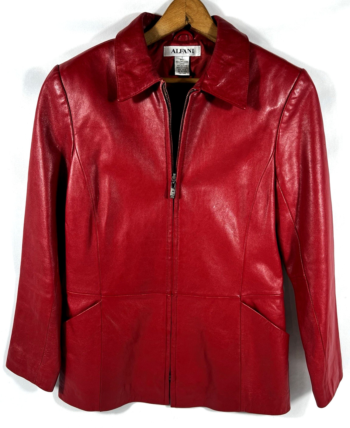 Vtg 90s Alfani Red Leather Jacket Womens Buffy Vampire Slayer Reese Witherspoon