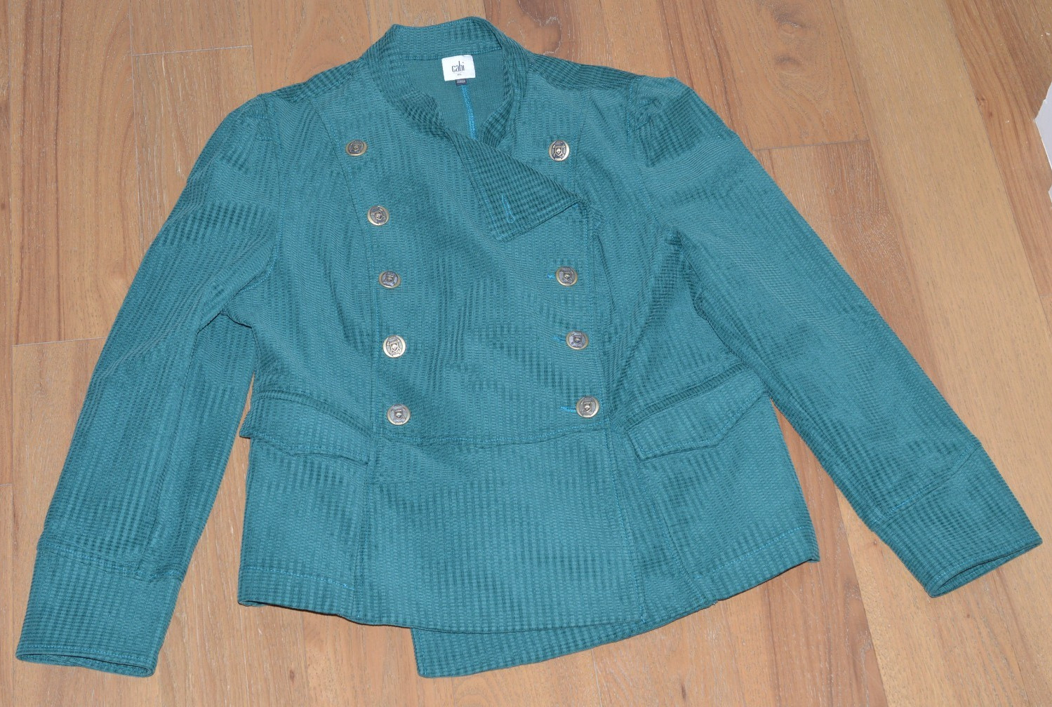 Cabi Lennon Jacket Green Corduroy Textured Double Breasted Size XL EUC