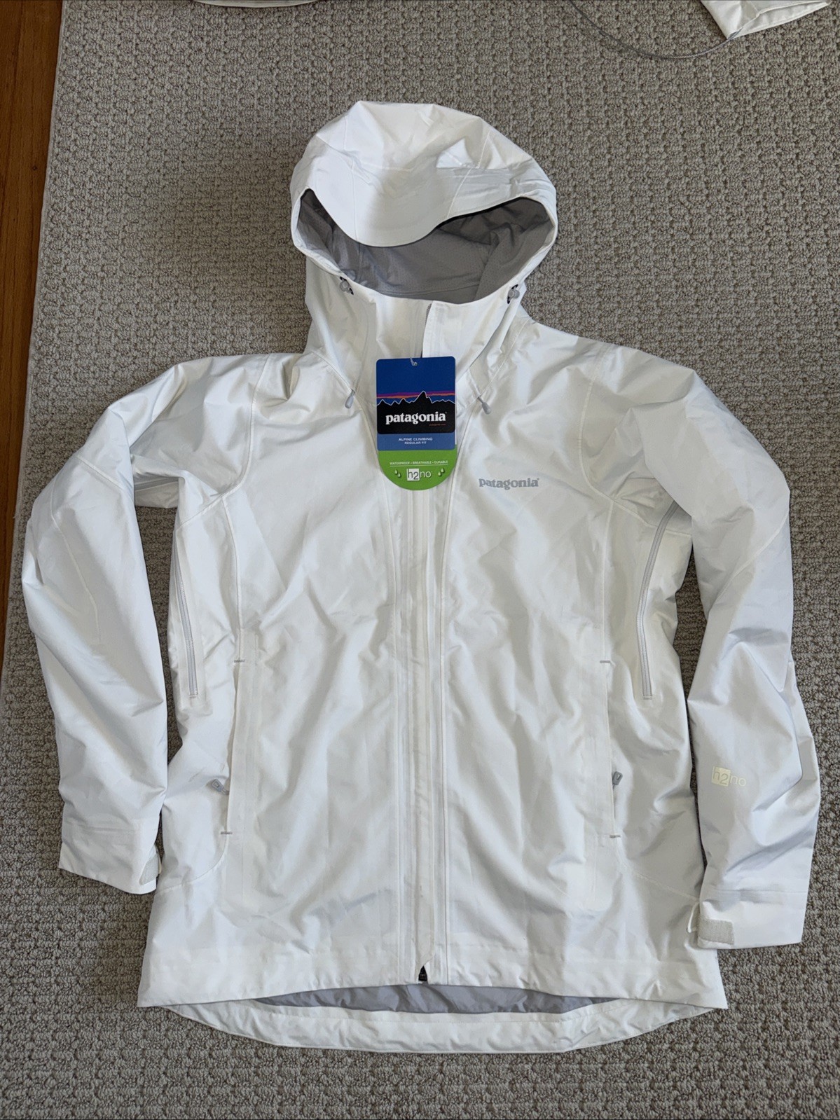Patagonia H2no Rain zip jacket Womens White Medium New