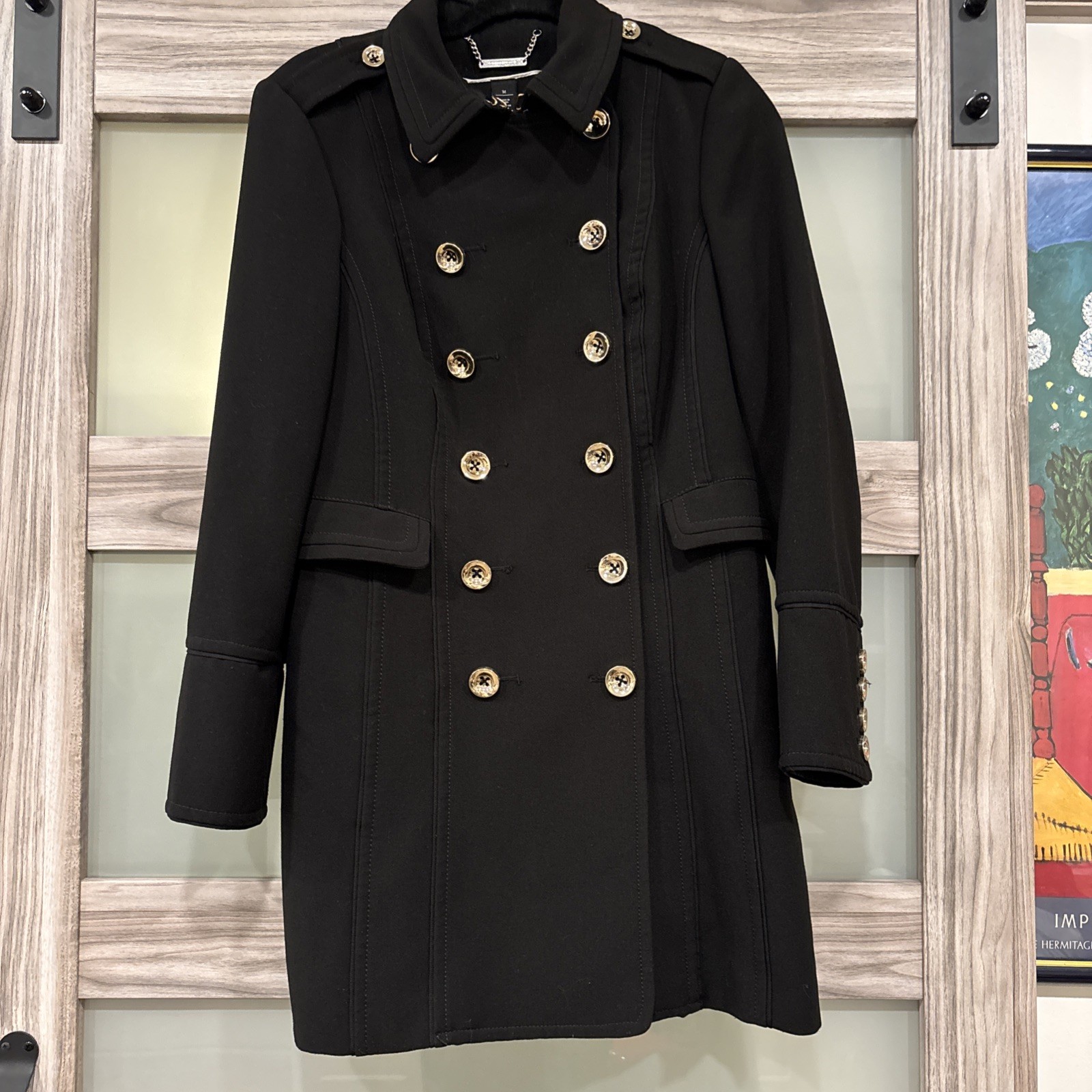 White House Black Market Militaryesque Jacket Black w/ Gold Buttons Sz M
