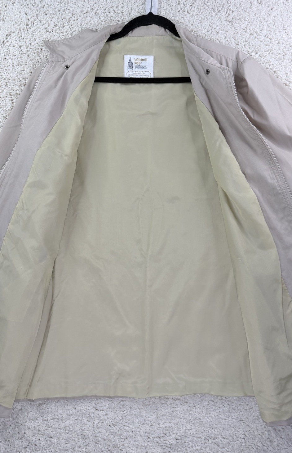 Vintage London Fog Womens 90s Jacket Beige Zip Front Lightweight Coat XL