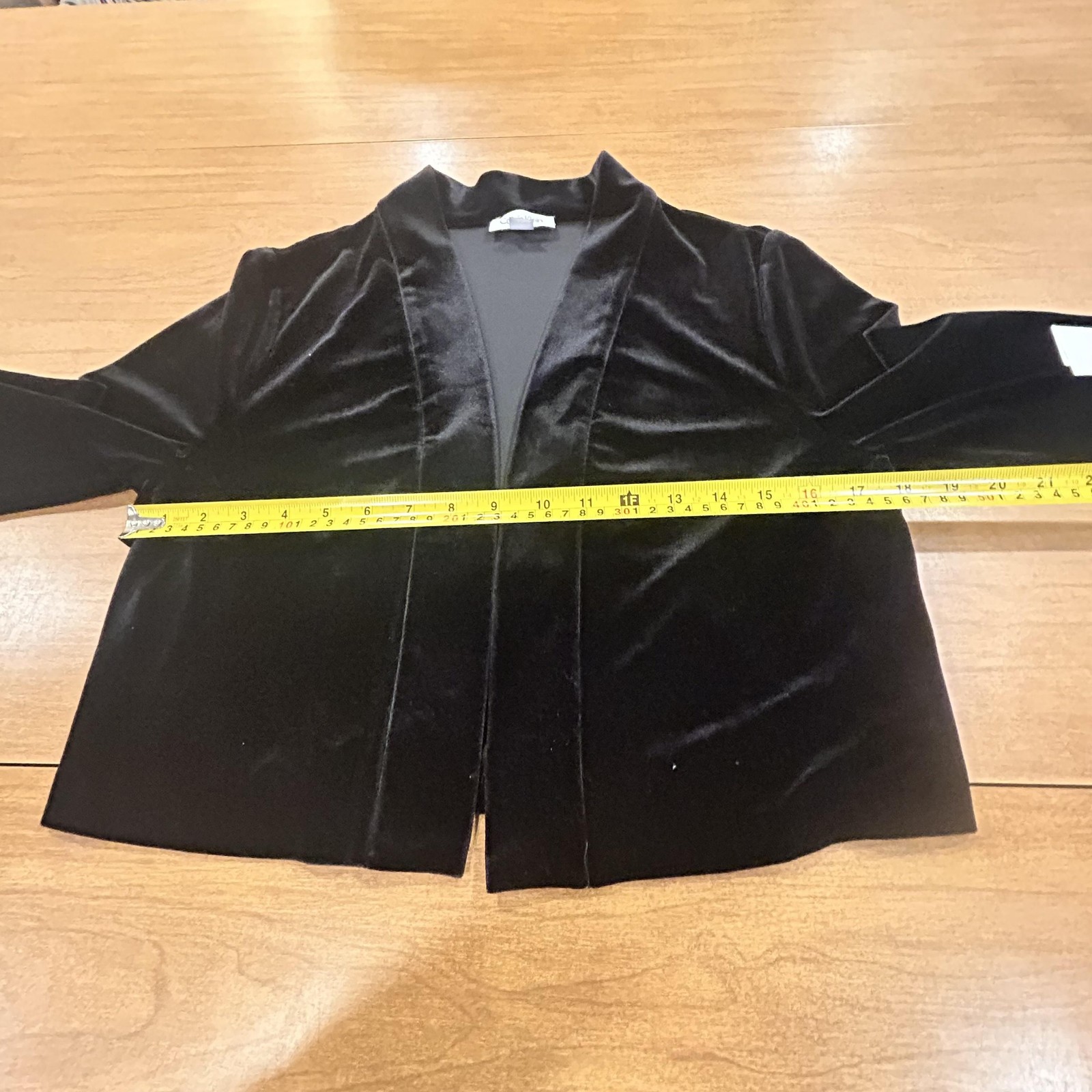 Calvin Klein Blazer Womens M Black Velvet Open Front Stretch Unlined Jacket