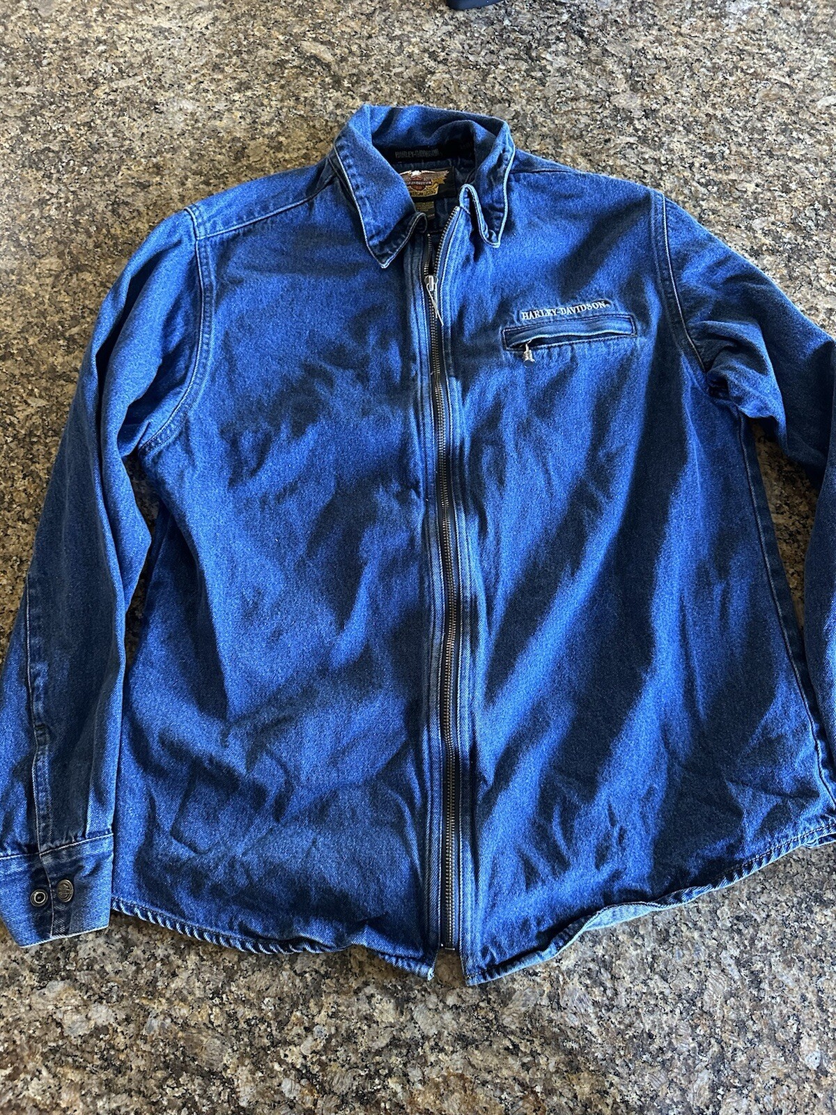 Harley Davidson Jacket WOMEN’S Jean Jacket HARLEY Denim Size Large *Details*