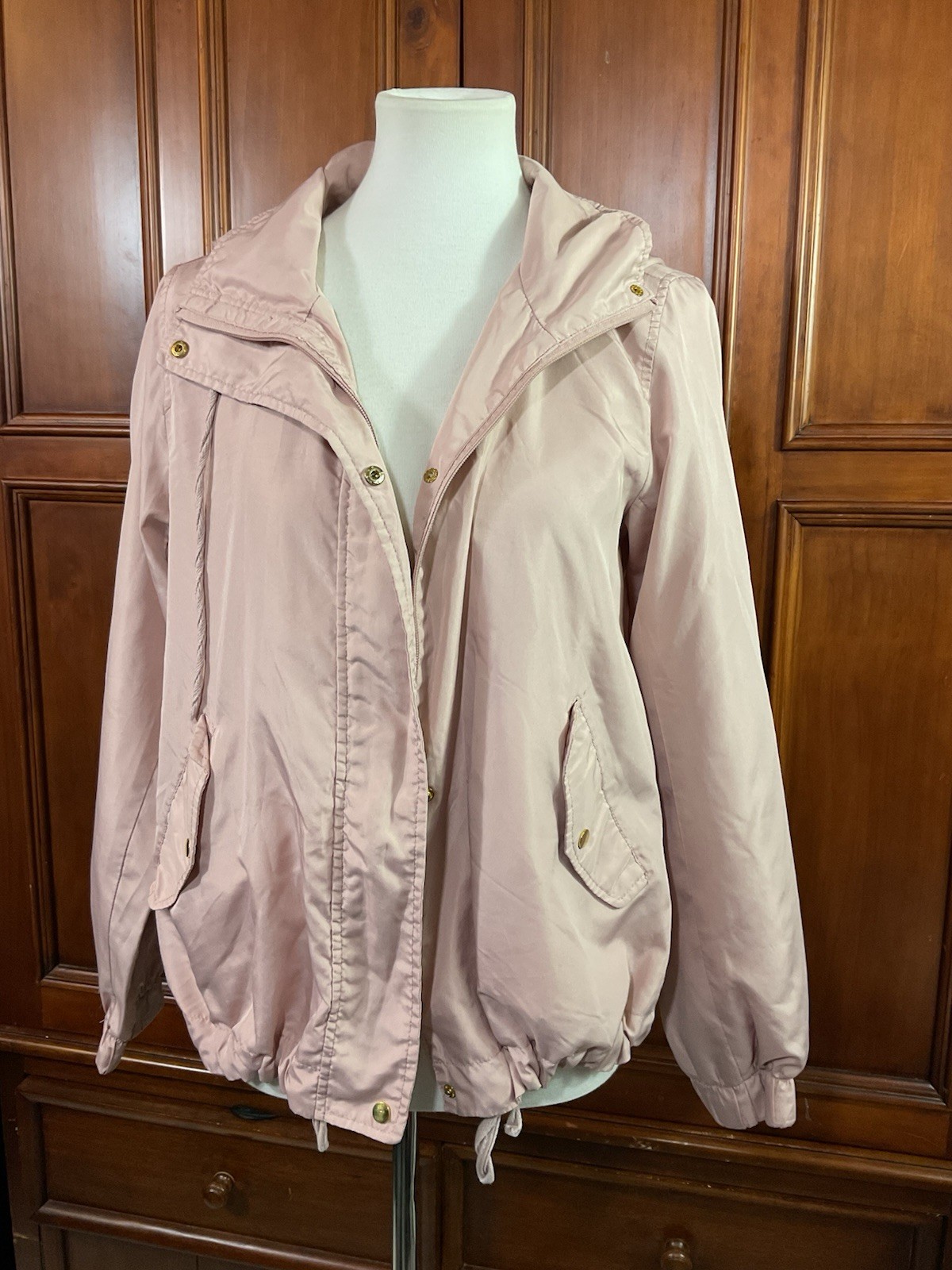 Catherine Malandrino Jacket Lightweight Solid Pink Size Small Women’s Hooded Zip