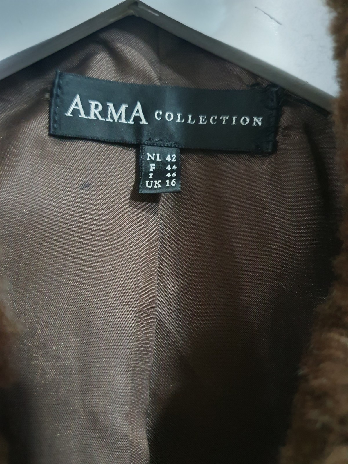 Arma Collection Women’s UK 16 Real Sheepskin Lamb Leather Jacket Coat Brown Zip