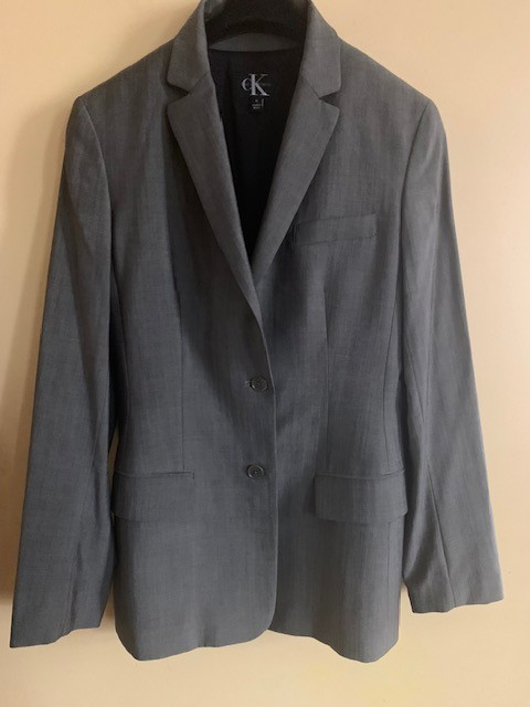 NEW CK Calvin Klein Women’s Greyish Pockets Wool Mix Jacket Size 6 Made in USA