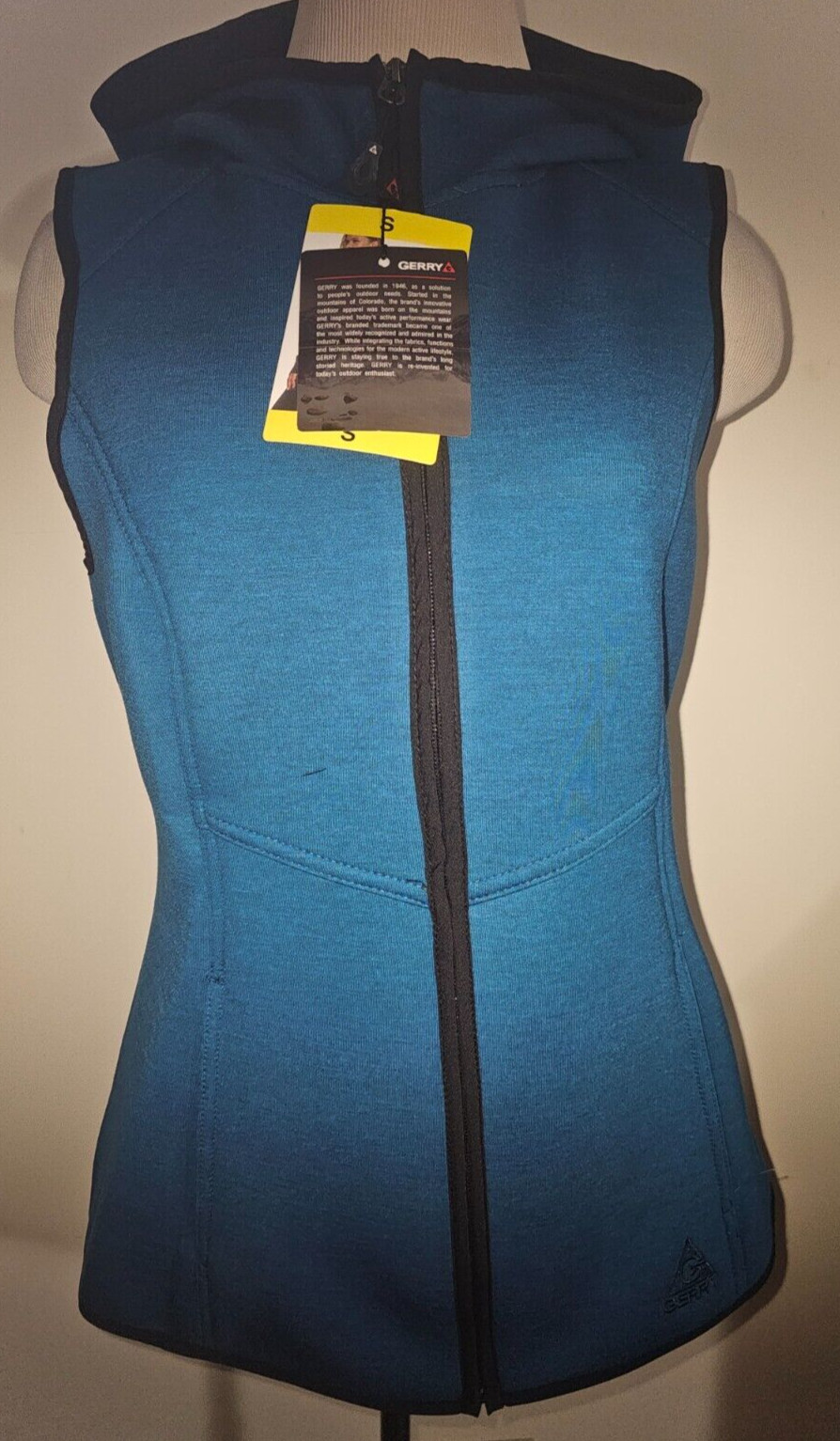 Women’s Gerry Amazon Blue Full Zip Sleeveless Hooded Neoprene Vest Size Small