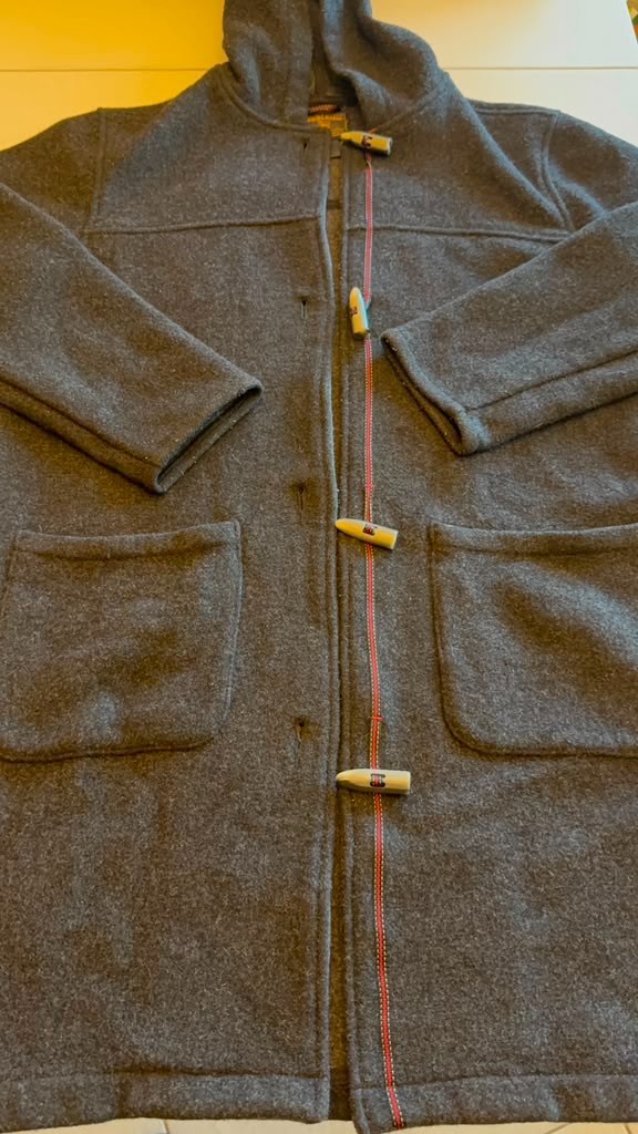 Woolrich Women’s Wool Toggle Duffle Coat Hooded Charcoal Gray Size Small
