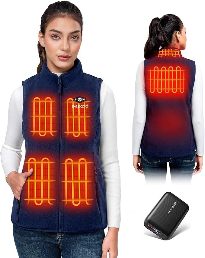 WASOTO Heated Women Fleece Vest 16000mAh Battery Pack Charger Included (Medium)