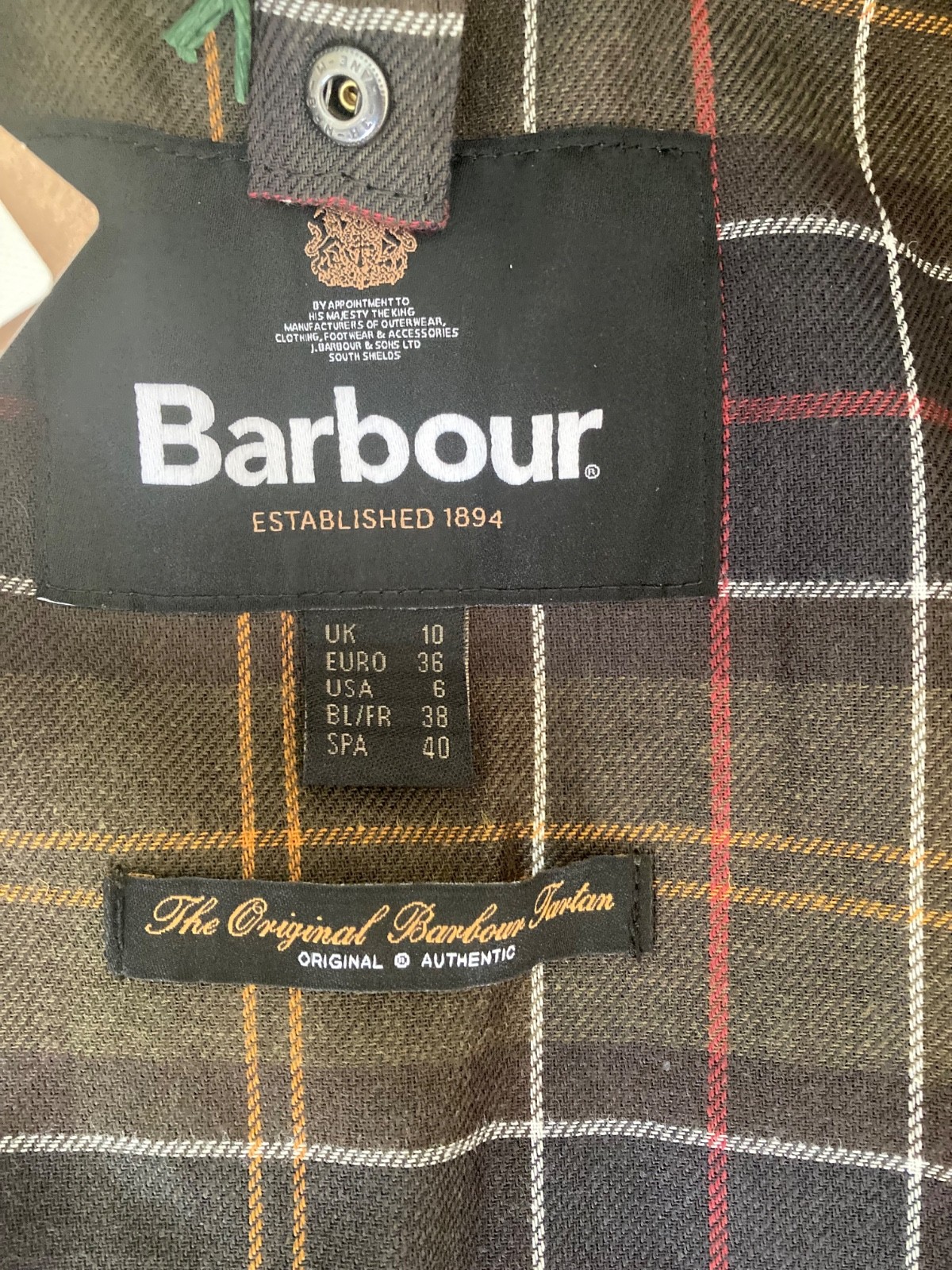 Barbour Classic Olive beadnell wax jacket coat size 10 BNWT